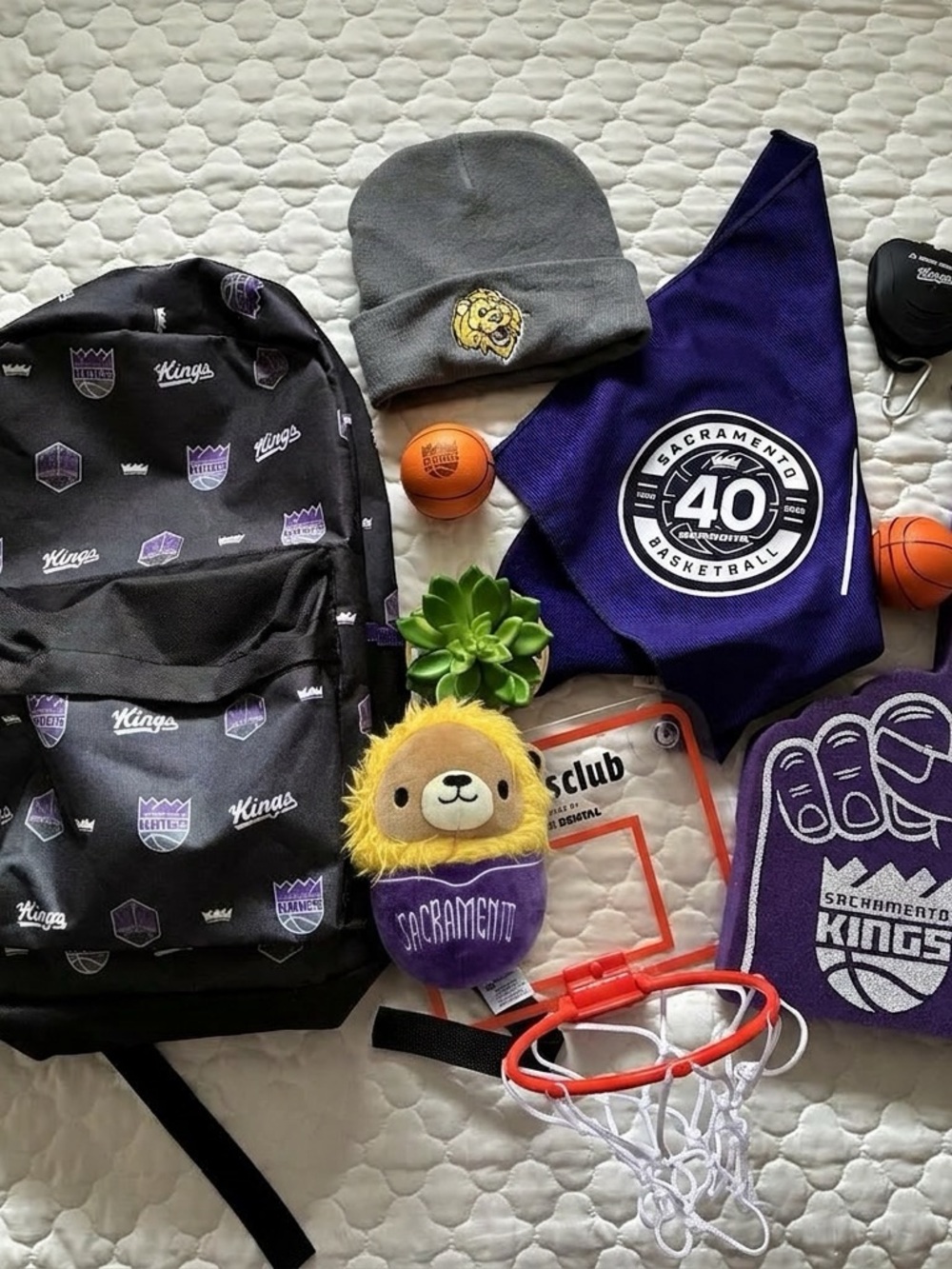 Sacramento Kings Fan Bundle - Plushie, Beanie, Backpack, Towel & Accessories